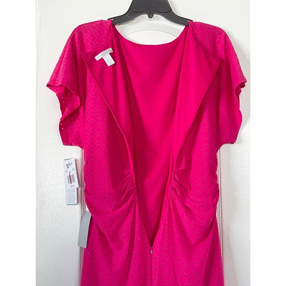 NWT London Times Mockneck Front Side Ruched Midi Dress Size 10 - Picture 10 of 13